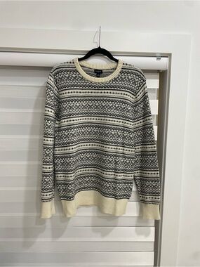 J. Crew Cream and Black Crewneck Sweater